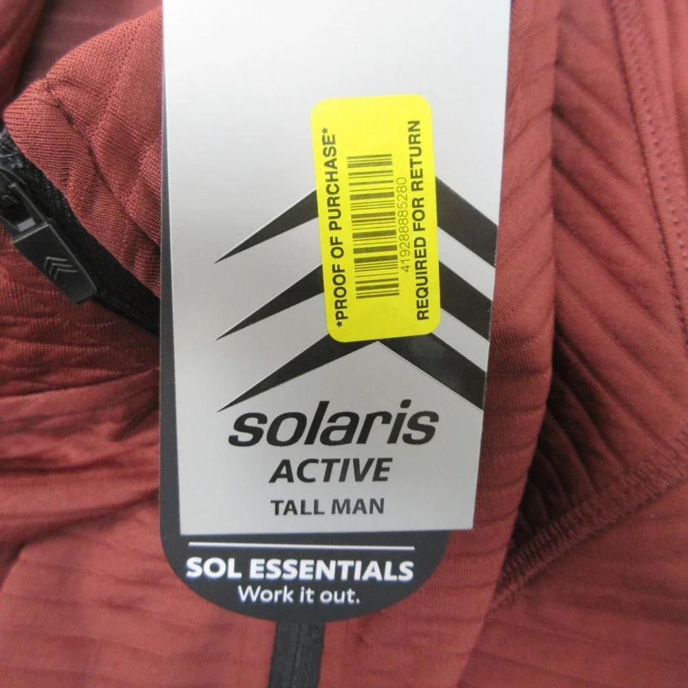 Solaris 1/4 Zip Active Pullover Men 2XLT Rust Stretch Casual Performance Golf